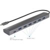 Renkforce RF-3374946 USB 3.2 Gen 1 Hub 6+1 Ports Pass-Through Silver Aluminum