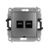 ICON Mechanizm gniazda komputerowego podwójnego 2xRJ45, kat. 6A, 8-stykowy, bez pola opisowego grafitowy 11IGKBO-8