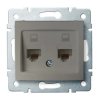 DOMO Gniazdo komputerowe podwójne niezależne 2x RJ45Cat 6 Jack szampańskie 011420050 25051