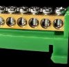 Szyna łączeniowa DIN mosiężna zbiorcza 15x1.5-16mm² 63A zielona