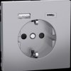 MEG2367-6036 Earthed contact outlet, USB charger, stainless steel, system des