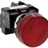 Light attachment, illuminable, waistband round, red, front ring black, mounting Ø 22 mm, YW1P-1EQ4R
