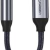 Ugreen przejściówka do słuchawek z 3,5 mm mini jack na USB Typ C 10 cm szary