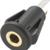 Złącze jack 3,5 mm, gniazdo do zabudowy w pionie, ilość biegunów: 3 Stereo, czarne, 1 szt.