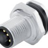 Panel plug, M12, 4 pole, THT, screw locking, straight, 09 0631 90 04