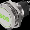Vandal-proof pushbutton, silver, illuminated  (red/green), mounting Ø 22 mm, IP65/IP67, 82-6151.1AA4.B015