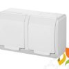 HERMES Gniazdo podwójne z uziemieniem n/t IP44 białe 0322-02 ELEKTRO-PLAST NASIELSK