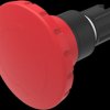 Mushroom pushbutton, rotary release, unlit, latching, waistband round, red, front ring black, mounting Ø 22.3 mm, 45-2C36.1A20.0
