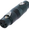 Adapter, XLR socket 3 pole to XLR socket 3 pole, black, NA3FF-B