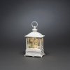 Konstsmide 4395-200 Latarnia LED Święty Mikołaj lecący nad wioską ciepła biel LED biały wypełniany wodą, Timer, ośnieżon