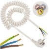 Przewód Omy Spiralny H03vvh8-F Z Wtyczką 3X1 0,62M / 4M Biały