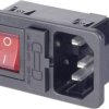 Wtyk IEC montażem zatrzaskowym i wyłącznikiem Kaiser, podświetlany, 10 A, 250 V, czarny
