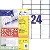 Avery-Zweckform 6605 Etykieta uniwersalna 70 x 37 mm Papier biały 1560 szt. Trwały Drukarka Laserowa, kolorowa, Drukarka