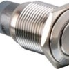 Vandal-proof pushbutton switch, 2 pole, silver, unlit , 3 A/250 V, mounting Ø 16.2 mm, IP40, MP0045/1E0NN000