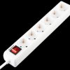 Socket outlet, 6 sockets, with switch, white
