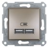 ASFORA Gniazdo ładowarki USB podwójne 2,1A brąz EPH2700269 SCHNEIDER ELECTRIC