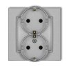 MINI Gniazdo podwójne z uziemieniem SCHUKO 2x(2P+Z) (przesłony torów prądowych) srebrny metalik 7MGP-2sp