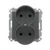 SIMON 55 Gniazdo podwójne bez uziemienia z przesłonami szybkozłącza grafitowy mat TG2MCZ.01/116 KONTAKT SIMON