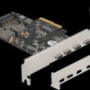 90059 PCIe x4 > 4x external USB 3.1 C, 1x internal USB 3.1 A