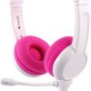 onanoff BuddyPhones® Słuchawki nauszne przewód różowy ograniczenie głośności, składane, zestaw słuchawkowy, odporne na p