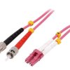 FP4LT03 Patch cord światłowodowy OM4 LC/UPC,ST/UPC 3m LSZH różowy