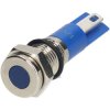 R-TECH 656908 Panel Indicator 8mm Flat 12V Blue Nickel Brass
