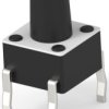 Short-stroke pushbutton, 1 Form A (N/O), 50 mA/24 VDC, unlit , actuator (black, L 4.9 mm), 1.56 N, THT, 3-1825910-5