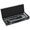 Zestaw kluczy nasadowych 1/2” 25 elem. metalowe pudełko, grzechotka 90T STALCO S011100025