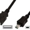USB 2.0 adapter cable, USB plug type A to mini USB plug type B, 1 m, black, AK-300108-010-S