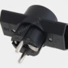 TRÓJNIK ELEKTRYCZNY CZARNY ROZGAŁĘŹNIK 3 GNIAZDA 2X PŁASKIE 1X OKRĄGŁE ZŁODZIEJ