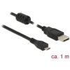 Delock 84901 USB 2.0 Cable Type-A to Micro-B 1.0m Black with Ferrite Core