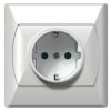 AKCENT Gniazdo pojedyncze z uziemieniem schuko z przesłonami torów prądowych biały GP-1ASP/00 OSPEL