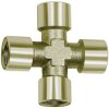 Cross piece, L 42 mm, 60 bar, brass, nickel-plated, for pipe systems, 112798