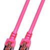 Patch cable, RJ45 plug, straight to RJ45 plug, straight, Cat 6, S/FTP, LSZH, 0.15 m, magenta, K5519.0,15