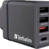 Verbatim CHR-30EU1 Ładowarka USB 30 W 3x USB-A, 1x USB-C® Power Delivery, QC 3.0, Power Delivery 3.0 czarny