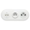 Gniazdo Ethernet Cat6 x2 + Gniazdo elektryczne + Gniazdo TV/SAT z ramką potrójną, białe, montaż podtynkowy, Ceramic Loft