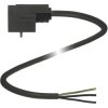 Sensor actuator cable, valve connector, industrial form B, angled to open end, 2 pole + PE, 5 m, PVC, black, 4 A, 246195