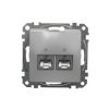 SEDNA DESIGN & ELEMENTS Gniazdo komputerowe 2xRJ45 kat.6 STP srebrne aluminium SDD113462S SCHNEIDER ELECTRIC