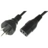 Power cord, Argentina, plug type I, straight on C13 socket, straight, H05VV-F3G1.0 mm², black, 2.5 m, RA/3-H05VVF3G100-C13/2,50M