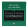 Przycisk awaryjnego otwarcia drzwi Szkło Zielony Ostrzegacz ze zwalnianiem awaryjnym