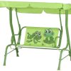 Siena Garden 672608 Rama huśtawki dla dzieci Froggy stalowo zielona, powierzchnia 100% poliester zielony, 75x115x118 cm