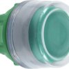 Pushbutton, with protective cap, unlit, groping, waistband round, green, front ring light gray, mounting Ø 22 mm, ZB5APA3C0