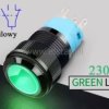 Przycisk chwilowy 16mm; zielony LED 230V; ON-OFF