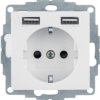B.x Gniazdo schuko z gniazdem ładowania USB 2,4 A samozaciski biały połysk 48038989 HAGER