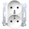 Gniazdo podwójne z uziemieniem (Typ E) i przesłonami torów prądowych 250V 16A Biały 246/01 EXEN