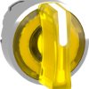Toggle switch, 3 positions, illuminable, latching, waistband round, yellow, front ring metallized, 45°, mounting Ø 22 mm, ZB4BK1