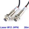 Czujnik Laserowy M12 NPN (NO+NC) 0 - 30m Bariera laserowa
