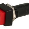 Przełącznik; przyciskowy; PBS12BR; OFF-(ON); czerwony; bez podświetlenia; do lutowania; 2 pozycje; 1A; 250V AC; 12mm; 31mm