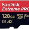 SanDisk Extreme PRO microSDXC 128 GB Class 10, UHS-I, v30 Video Speed Class odporny na wstrząsy, wodoszczelny