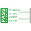 Pass Electrical Test Labels, Green Mark & Seal, 60 x 30mm, Roll of 500